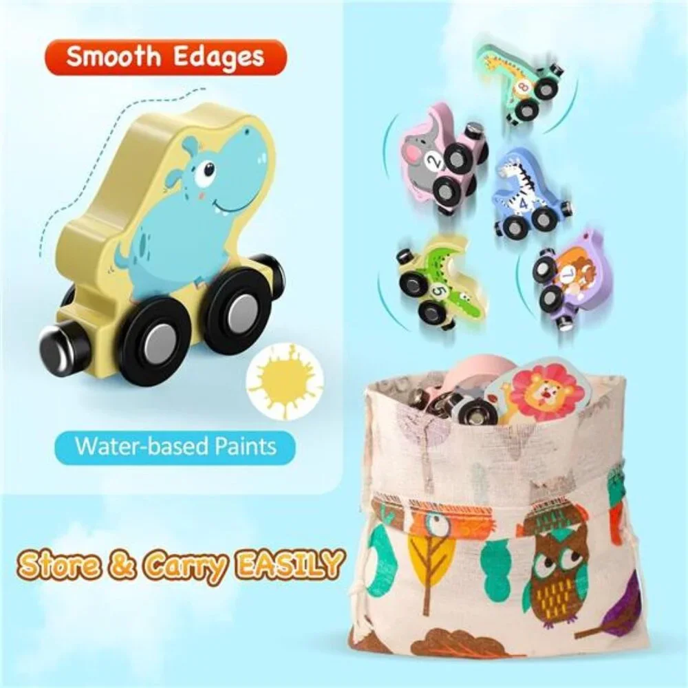 Toys for Toddlers, 11 Magnetic Wooden Animals Train Set, Montessori Toys